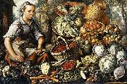Joachim Beuckelaer Market Woman with Fruit, Vegetables and Poultry oil